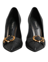 Dolce & Gabbana Black Devotion Leather Heels Pumps Shoes